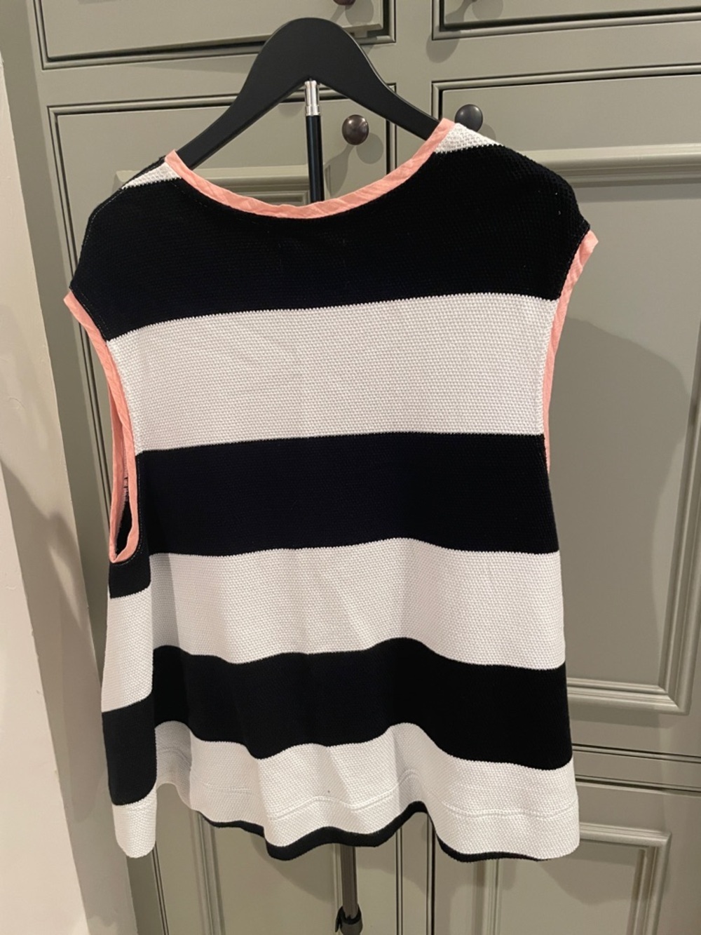 Free People Dark Navy and White Striped Textured Tank with Pink Trim S - Picture 2 of 4